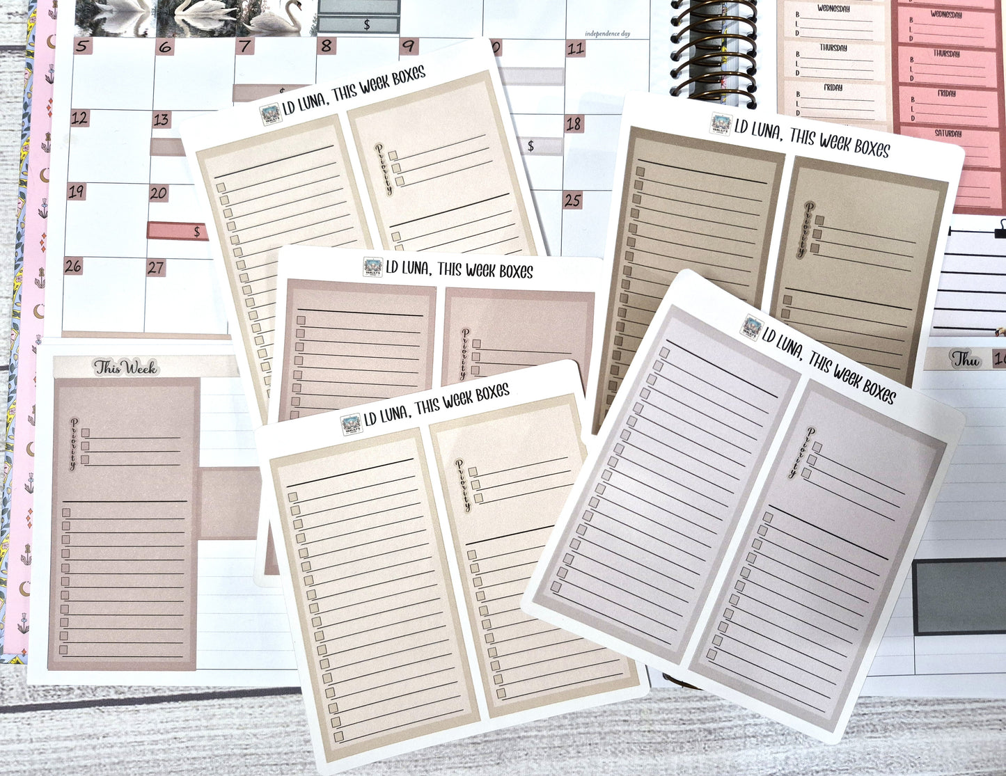 Laurel Denise Luna Planner Stickers, Enchanted Swans Planner Sticker Kit