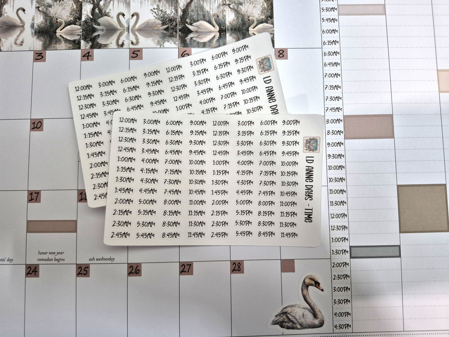 The Laurel Denise Lg Anne Planner, Enchanted Swans Planner Sticker Kit