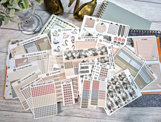 The Laurel Denise Billie Planner, Enchanted Swans Planner Sticker Kit