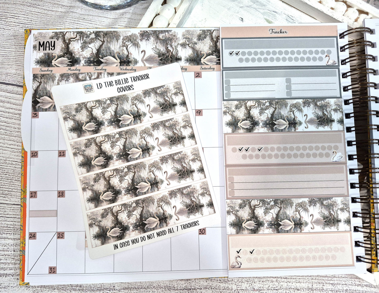 The Laurel Denise Billie Planner, Enchanted Swans Planner Sticker Kit