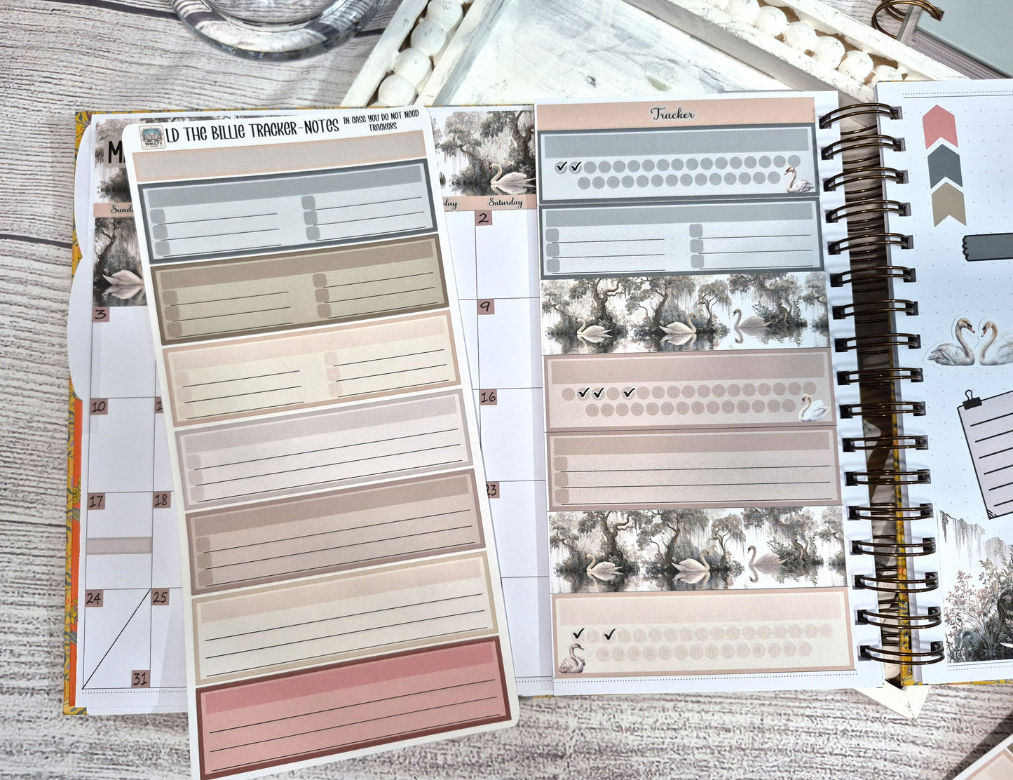 The Laurel Denise Billie Planner, Enchanted Swans Planner Sticker Kit