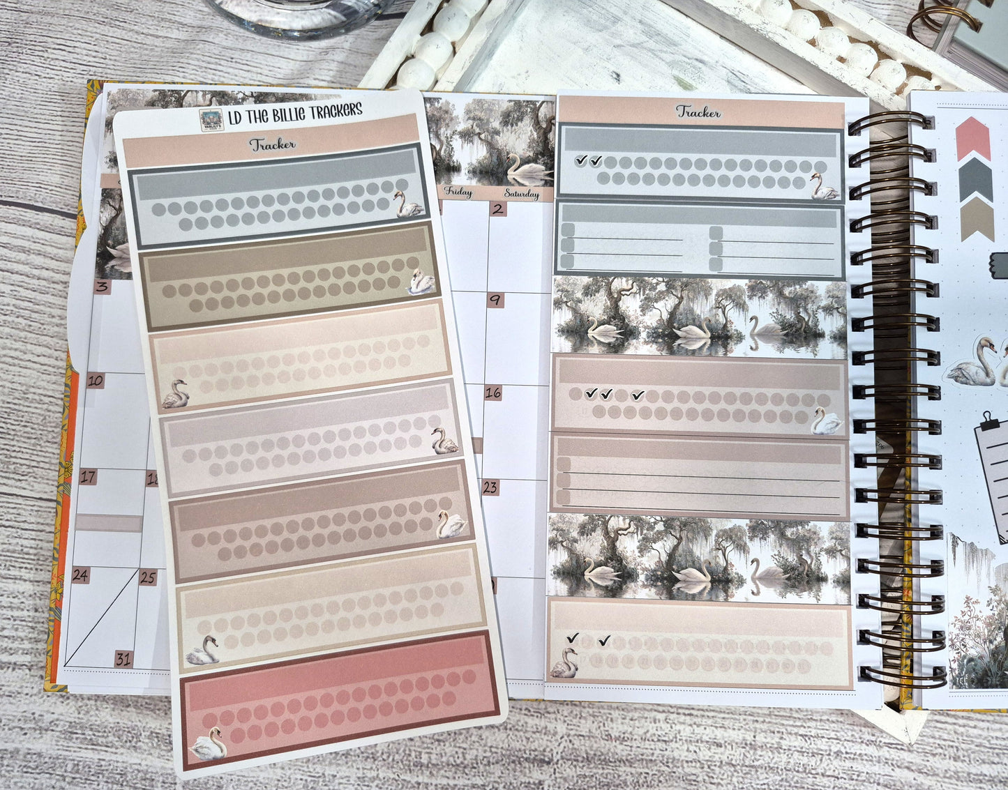 The Laurel Denise Billie Planner, Enchanted Swans Planner Sticker Kit