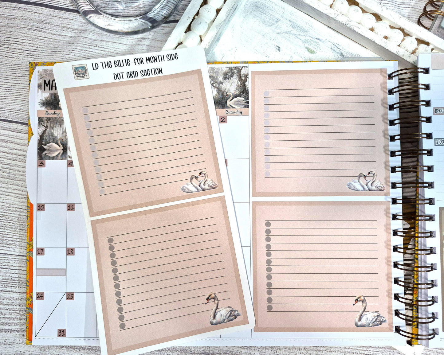The Laurel Denise Billie Planner, Enchanted Swans Planner Sticker Kit