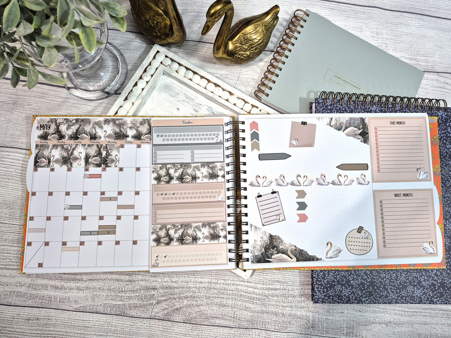 The Laurel Denise Billie Planner, Enchanted Swans Planner Sticker Kit