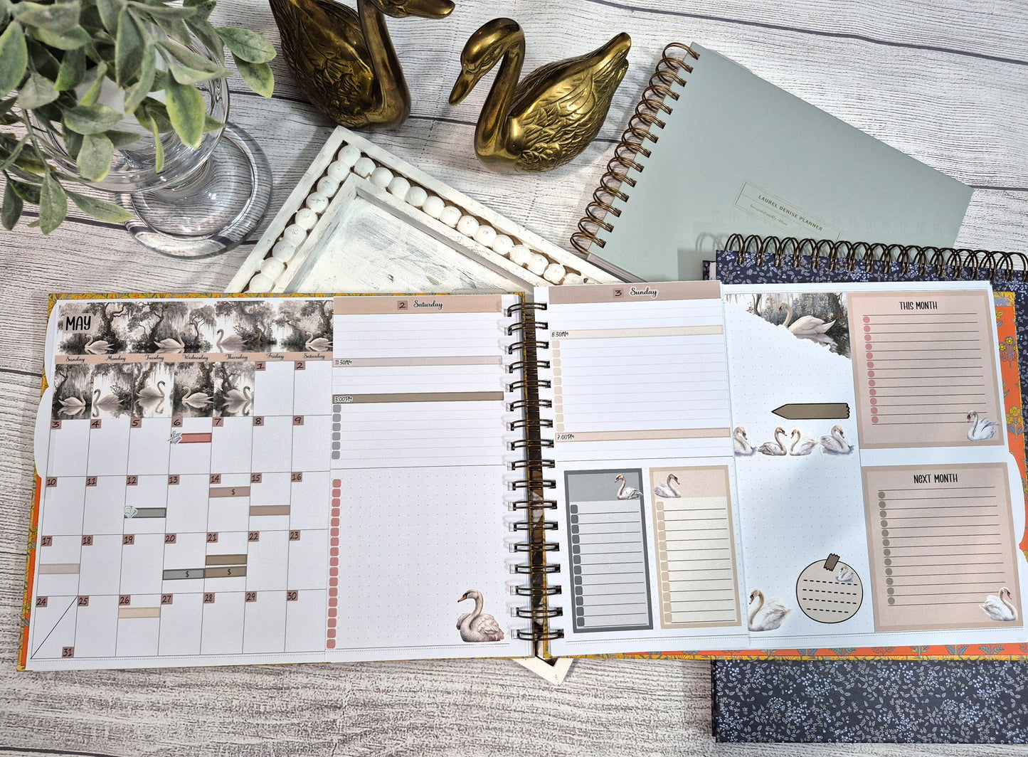 The Laurel Denise Billie Planner, Enchanted Swans Planner Sticker Kit