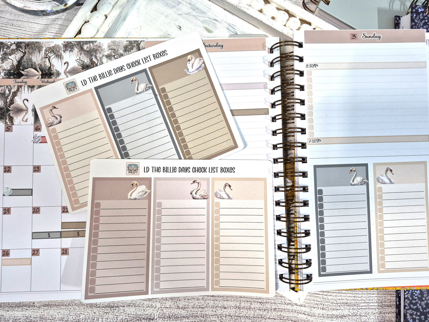 The Laurel Denise Billie Planner, Enchanted Swans Planner Sticker Kit