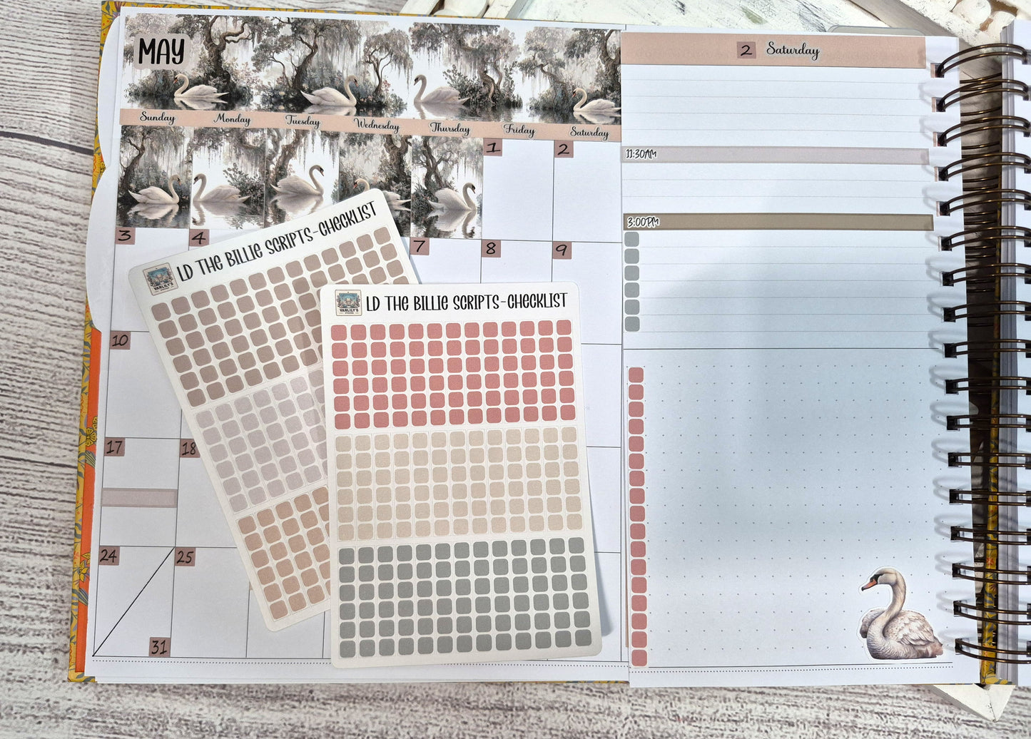 The Laurel Denise Billie Planner, Enchanted Swans Planner Sticker Kit