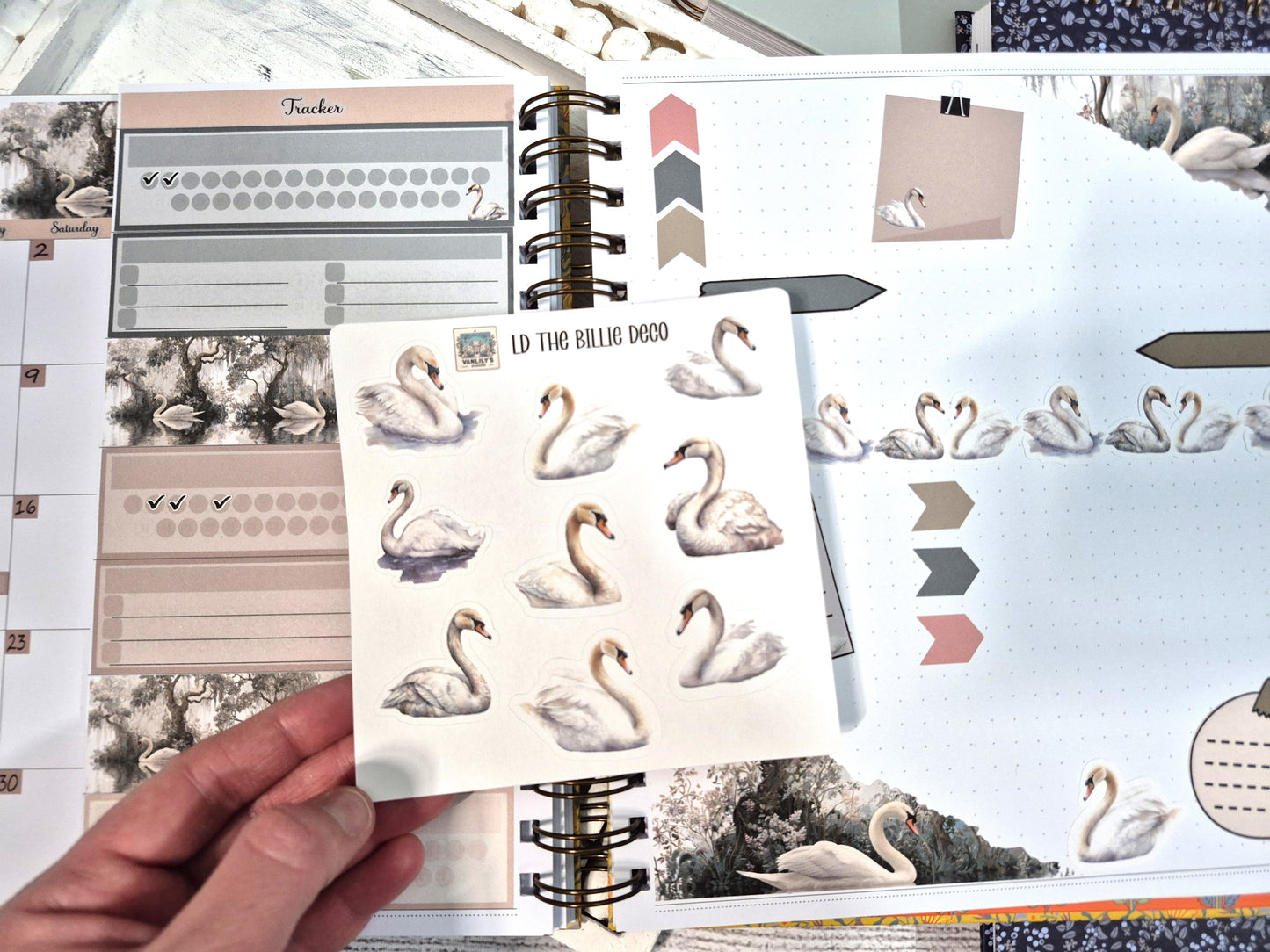 The Laurel Denise Billie Planner, Enchanted Swans Planner Sticker Kit