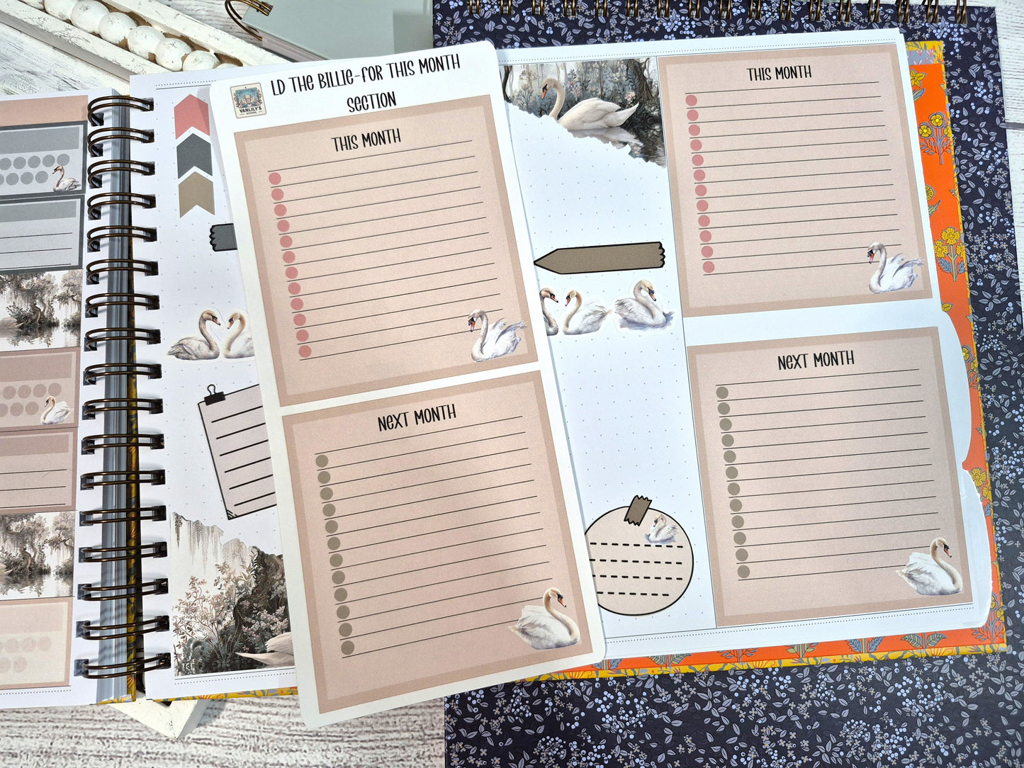 The Laurel Denise Billie Planner, Enchanted Swans Planner Sticker Kit