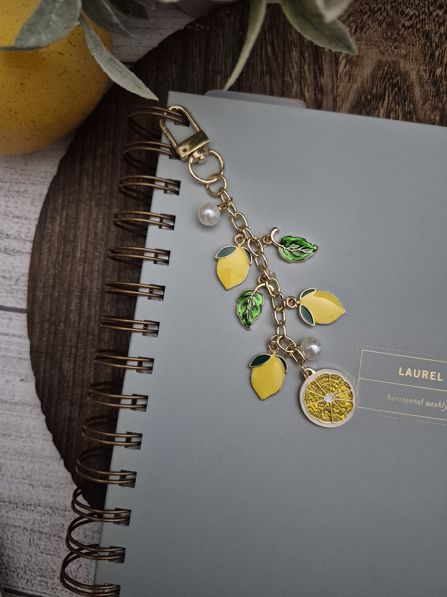 Lemon Planner Charm | Binder Charm | Travelers Notebook Charm | Dangle Charm | Purse, Bag Charm (Copy)