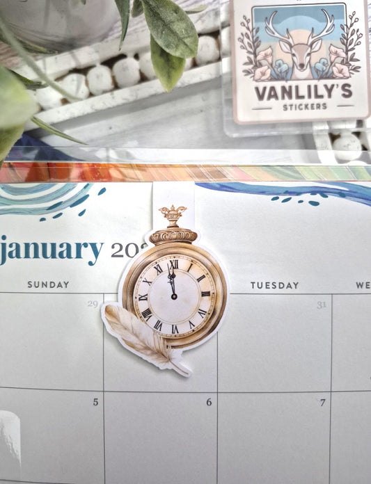 Golden New Year Magnetic Bookmark | Vintage Pocket Watch Page Marker | Aesthetic Planner & Book Lover Gift