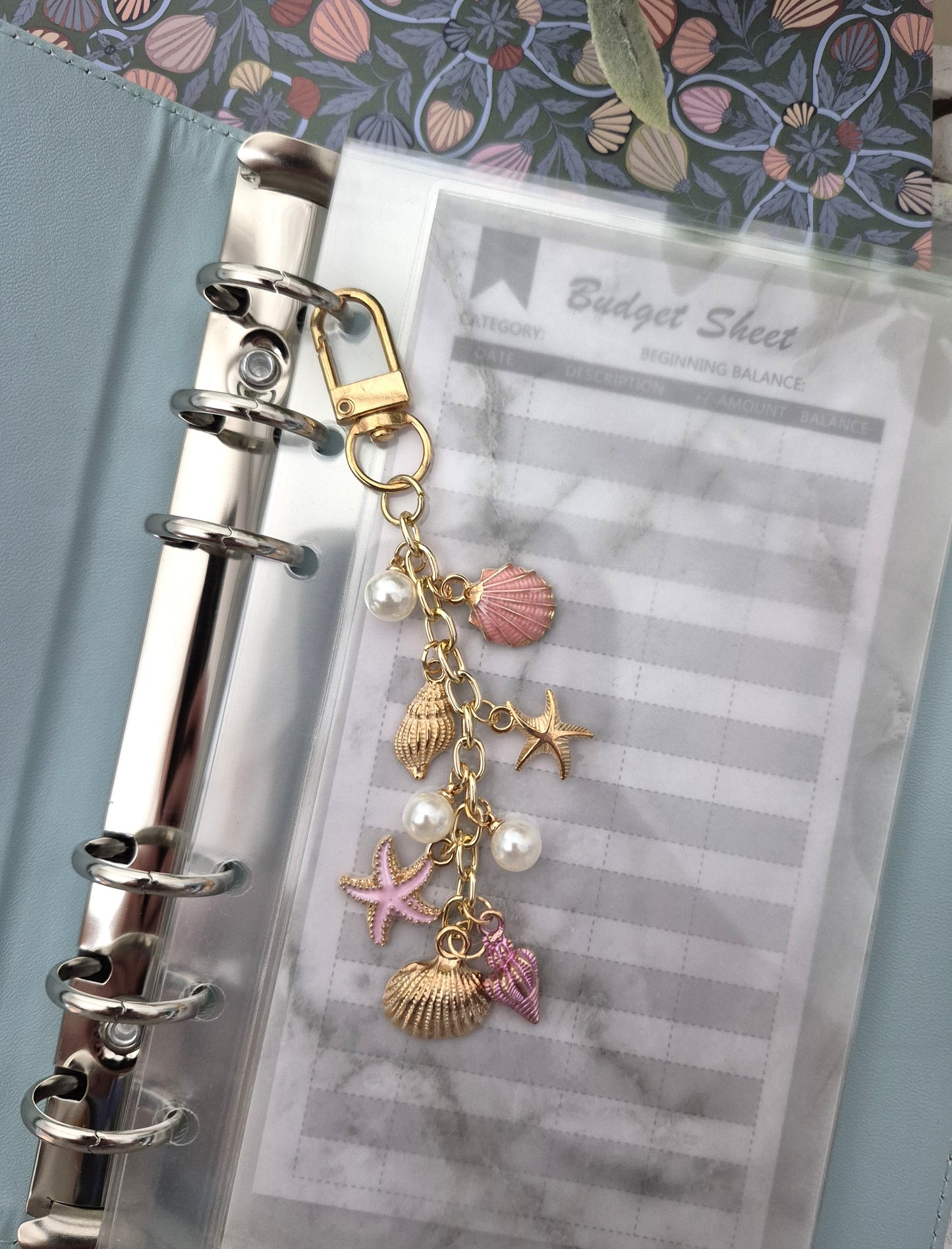 Coastal Pink Seashell Planner Charm | Binder Charm | Travelers Notebook Charm | Dangle Charm | Purse, Bag Charm