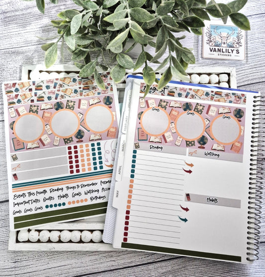 Plum Paper 7x9 Monthly Dashboard Planner Stickers, College, Teacher Back-to-School Theme