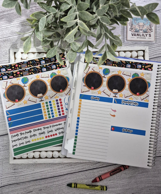 Plum Paper 7x9 Monthly Dashboard Planner Stickers, Back-to-School Theme
