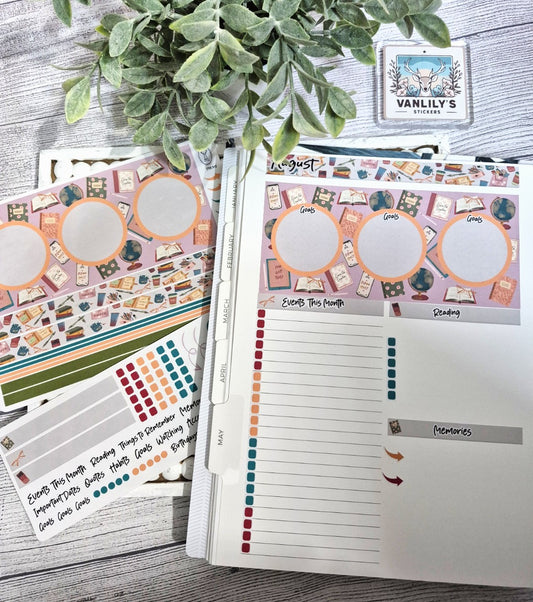 Plum Paper 8.5x11 Monthly Dashboard Planner Stickers College, Teacher Back-to-School Theme