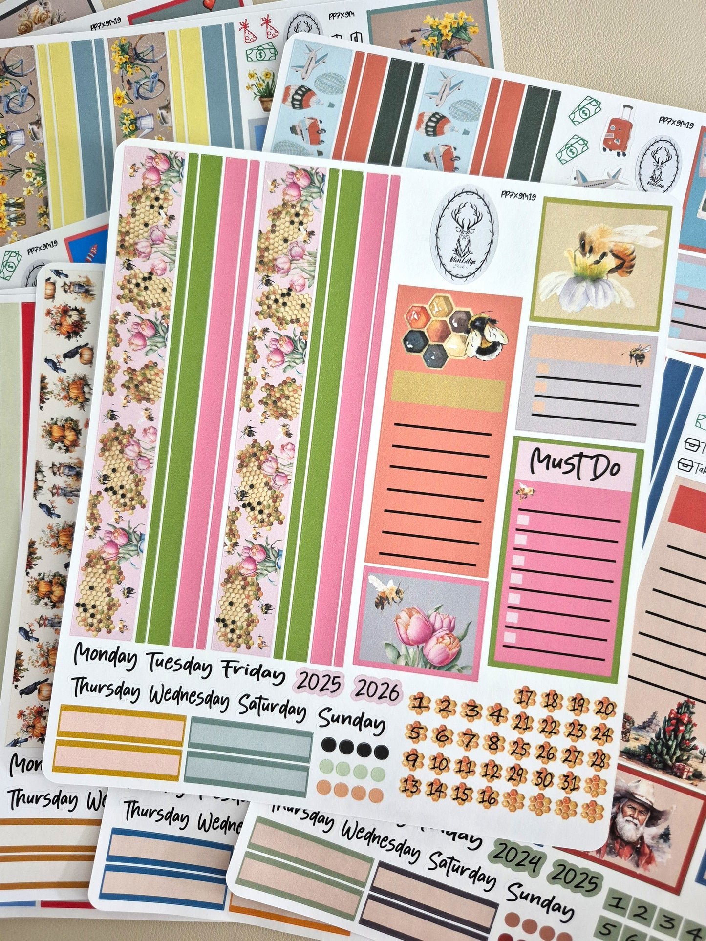 Plum Paper 12 Month Bundle, Monthly Header Sheet Planner Stickers