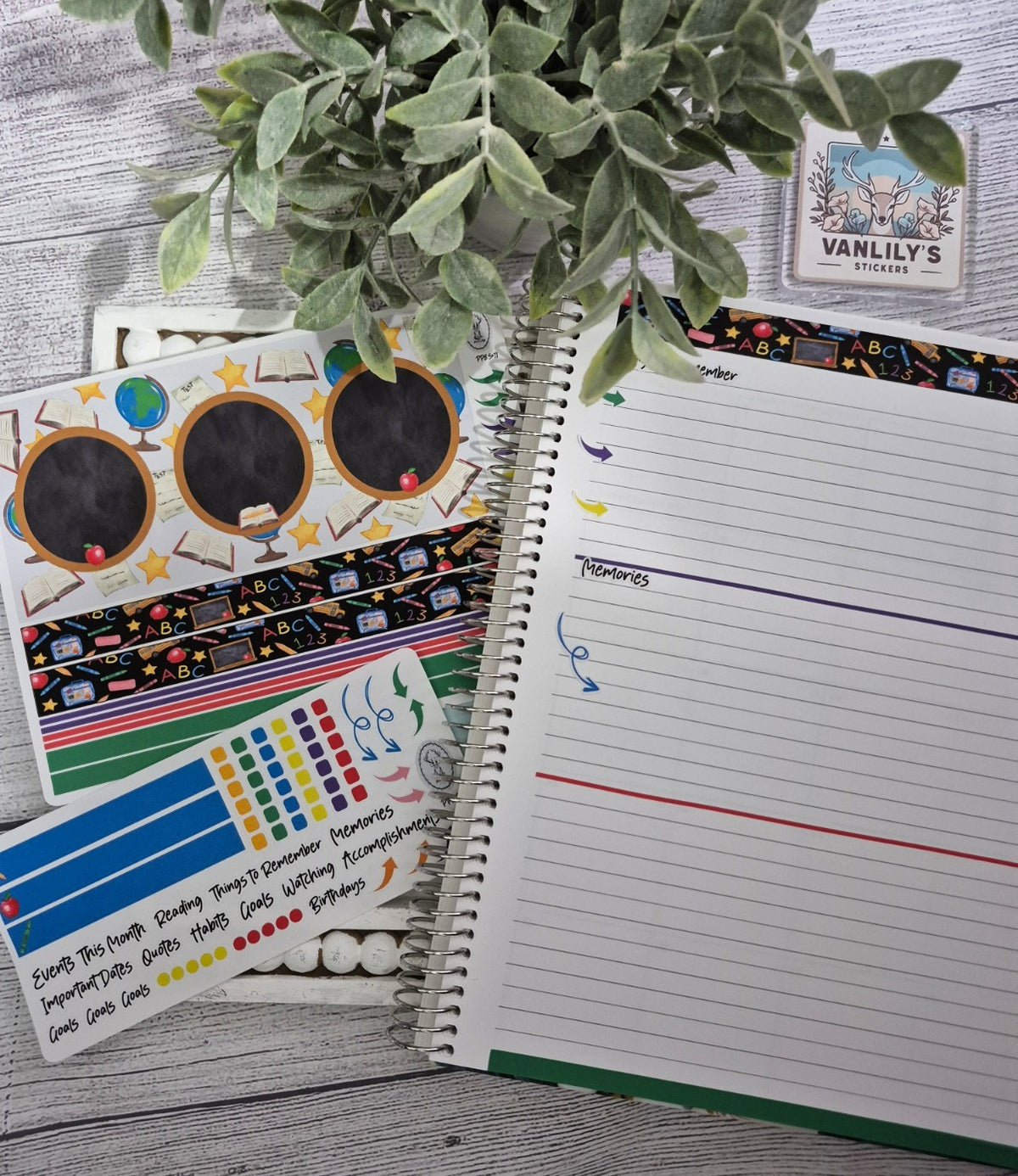 Plum Paper 8.5x11 Monthly Dashboard Planner Stickers  Back-to-School Theme