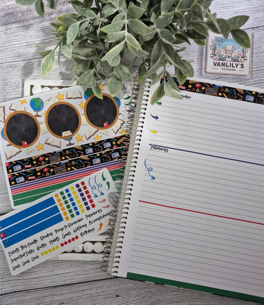 Plum Paper 8.5x11 Monthly Dashboard Planner Stickers  Back-to-School Theme