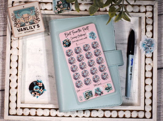 Blast From the Past Savings Challenge | A6 Laminated Budget Binder Insert | Cash Envelope Budgeting | Vinyl Record Savings Tracker