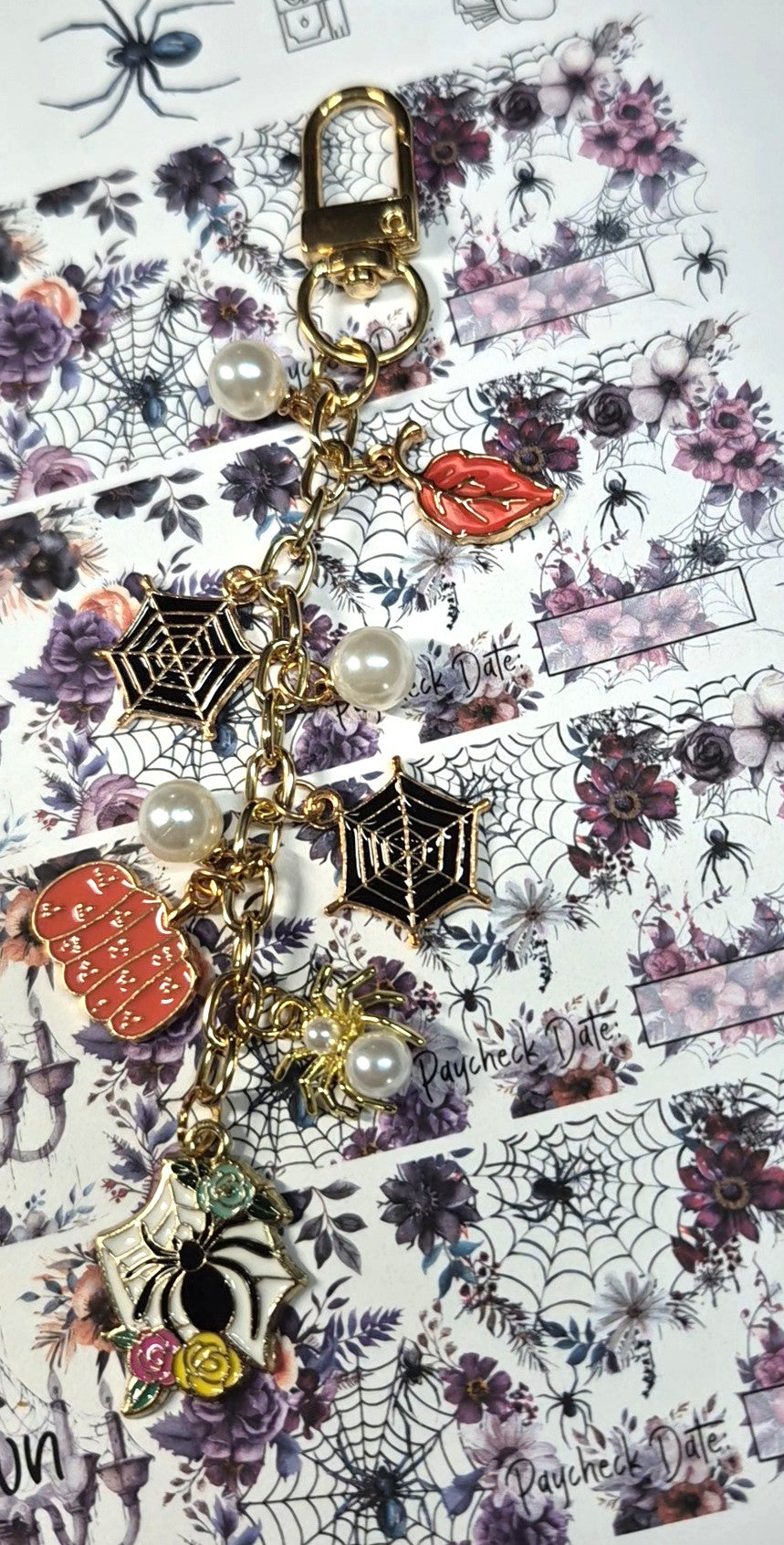 Enchanted Halloween Spiderweb Planner Charm | Binder Charm | Travelers Notebook Charm | Dangle Charm | Purse, Bag Charm
