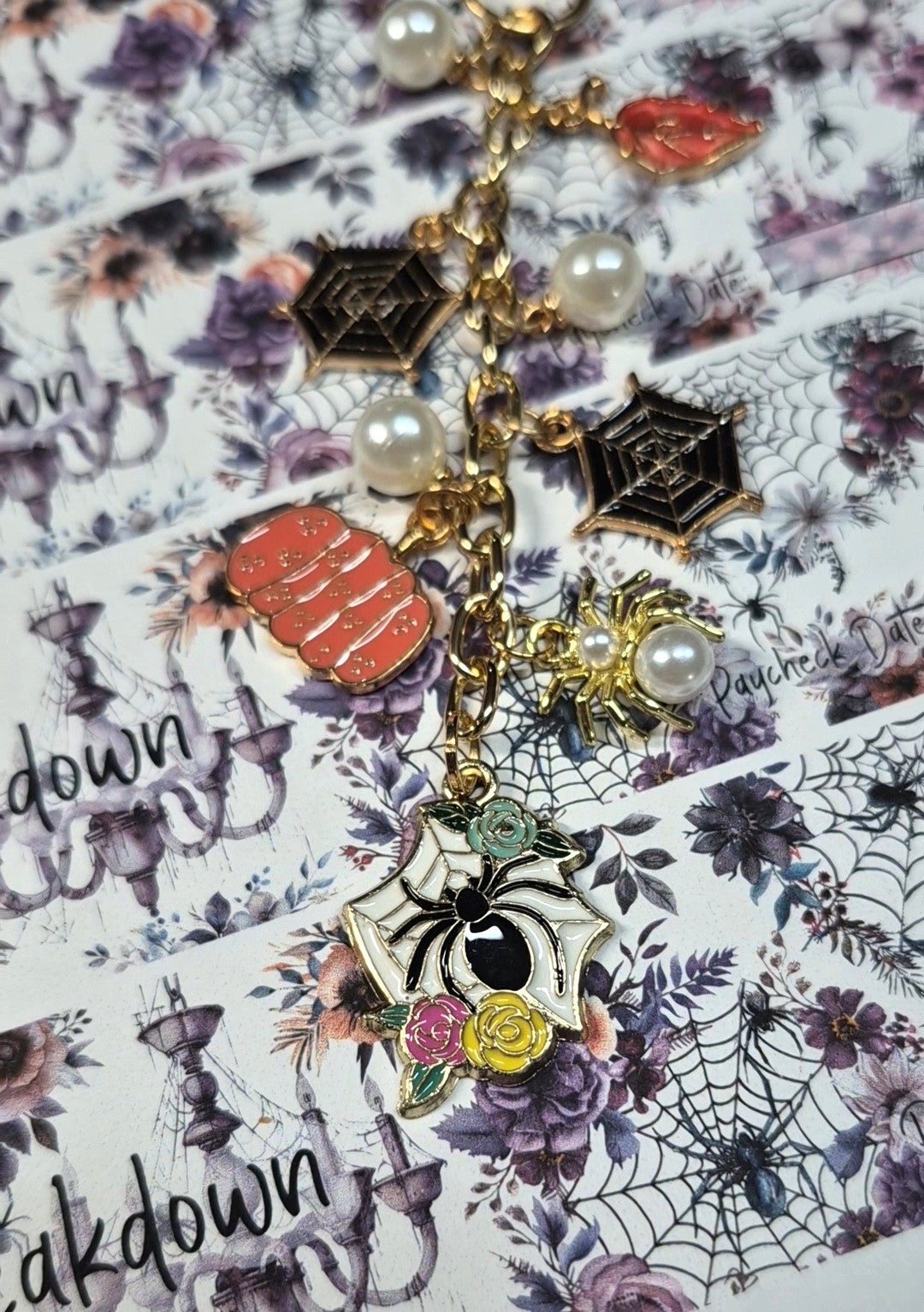 Enchanted Halloween Spiderweb Planner Charm | Binder Charm | Travelers Notebook Charm | Dangle Charm | Purse, Bag Charm