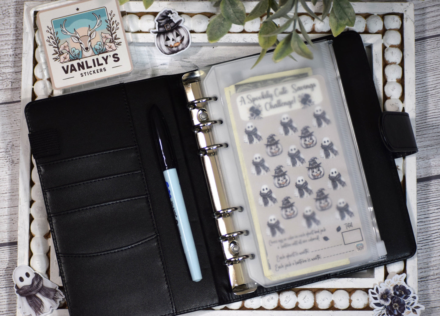 Spookily Cute Savings Challenge | A6 Laminated Budget Binder Insert | Cash Envelope Budgeting | Ghost & Jack O Lantern Savings Tracker
