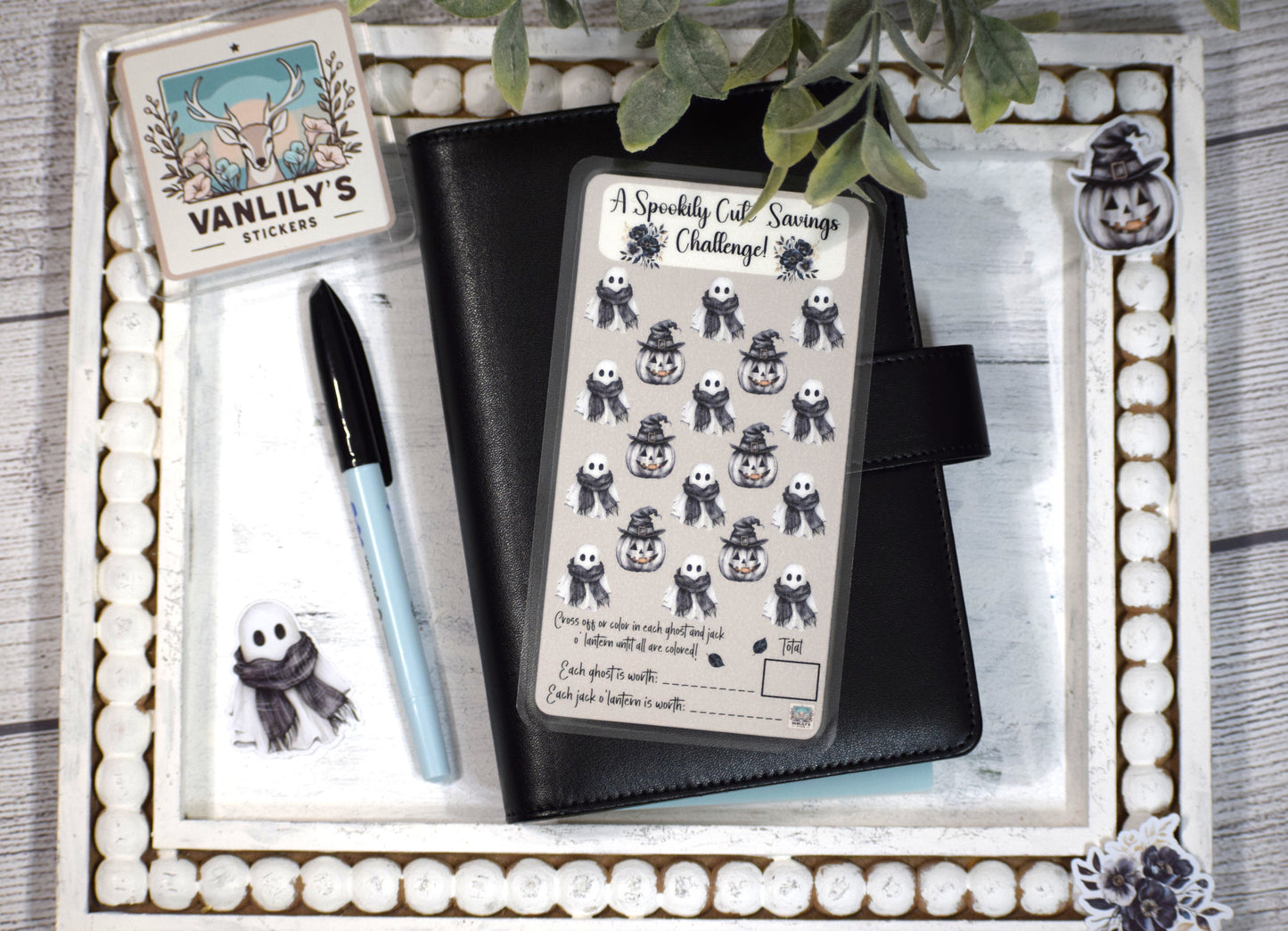 Spookily Cute Savings Challenge | A6 Laminated Budget Binder Insert | Cash Envelope Budgeting | Ghost & Jack O Lantern Savings Tracker