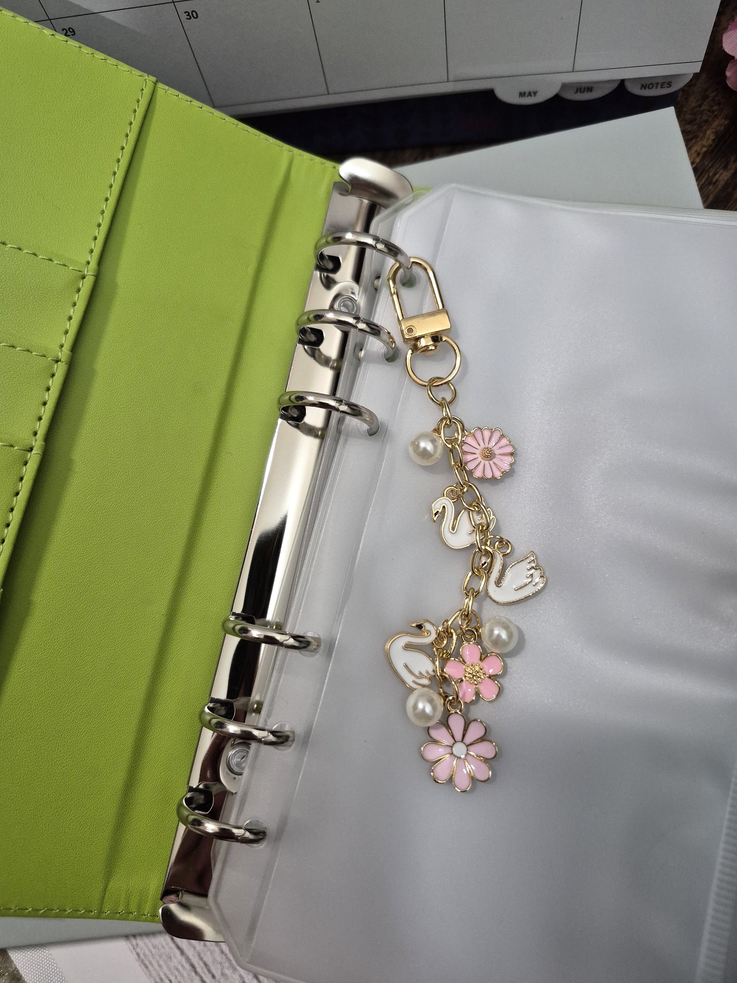 Swan Planner Charm | Binder Charm | Travelers Notebook Charm | Dangle Charm | Purse, Bag Charm
