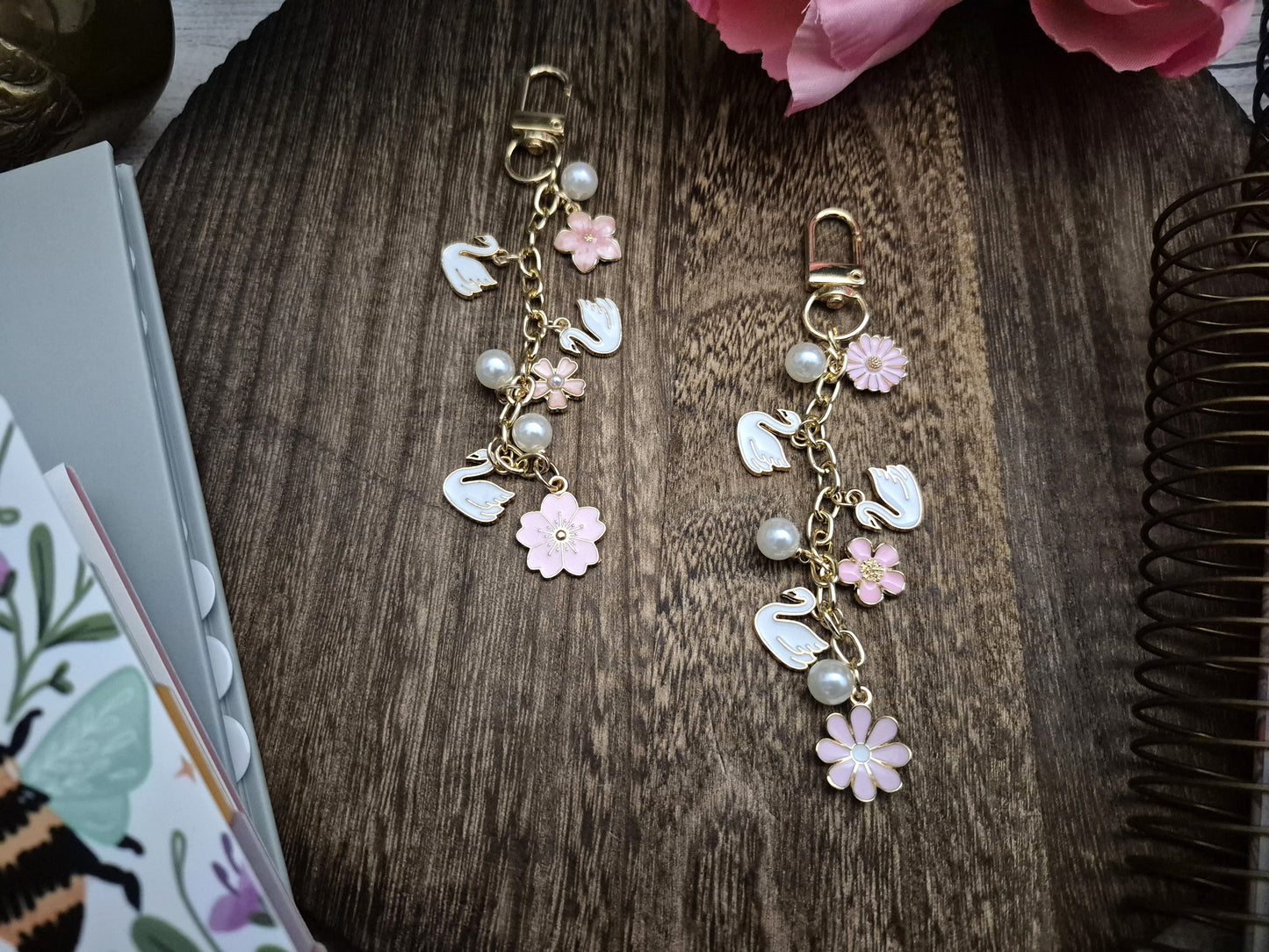 Swan Planner Charm | Binder Charm | Travelers Notebook Charm | Dangle Charm | Purse, Bag Charm