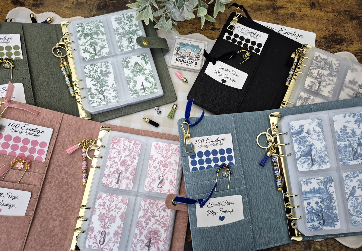 Reusable 100 Envelope Savings Challenge Binder – A5 Luxury Edition