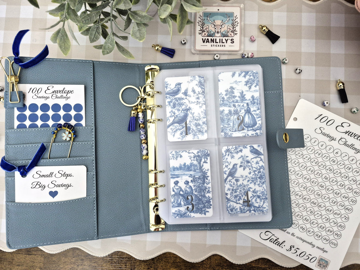Reusable 100 Envelope Savings Challenge Binder – A5 Luxury Edition
