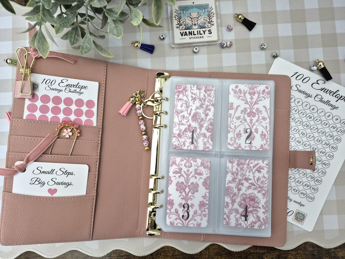 Reusable 100 Envelope Savings Challenge Binder – A5 Luxury Edition