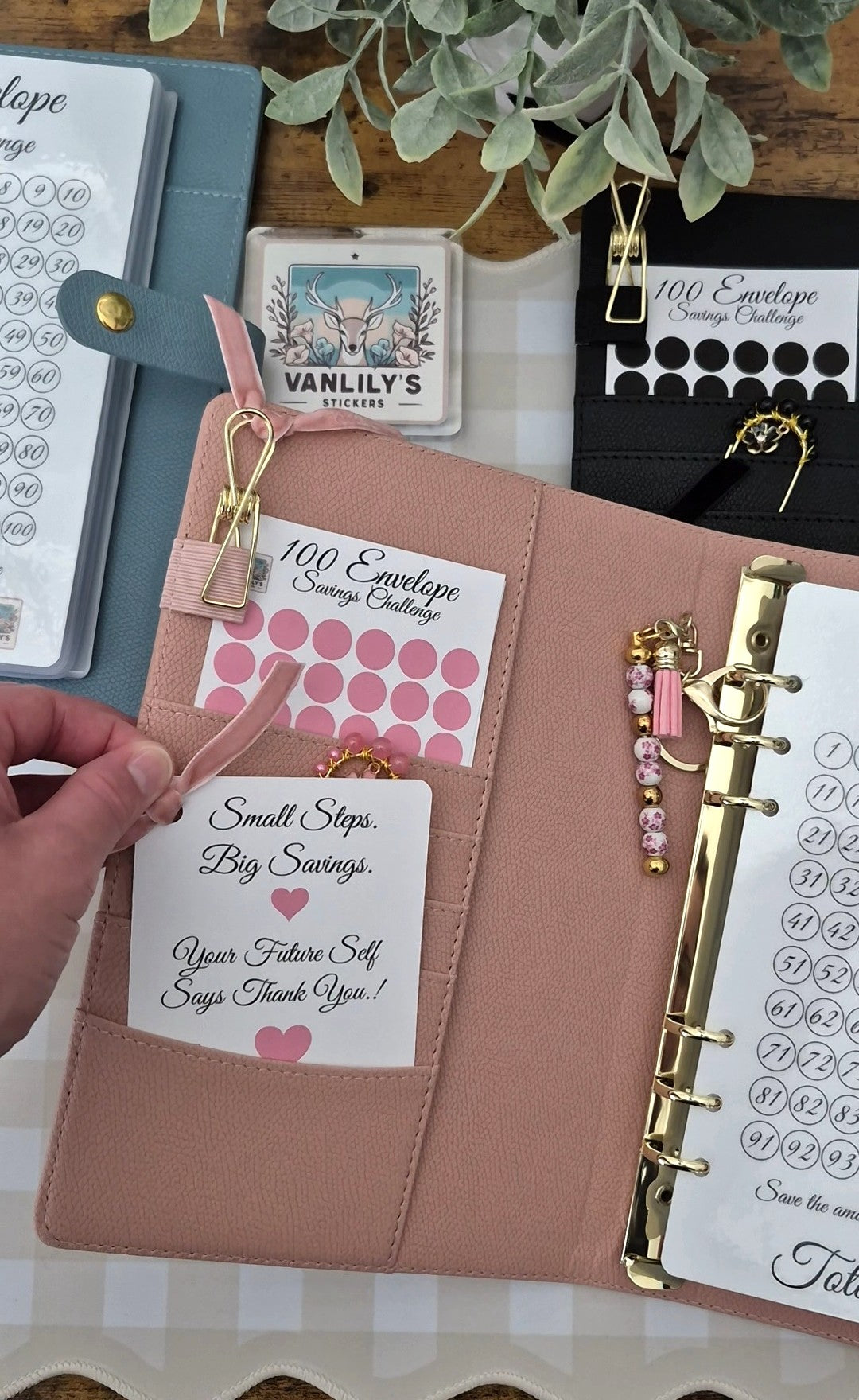 Reusable 100 Envelope Savings Challenge Binder – A5 Luxury Edition
