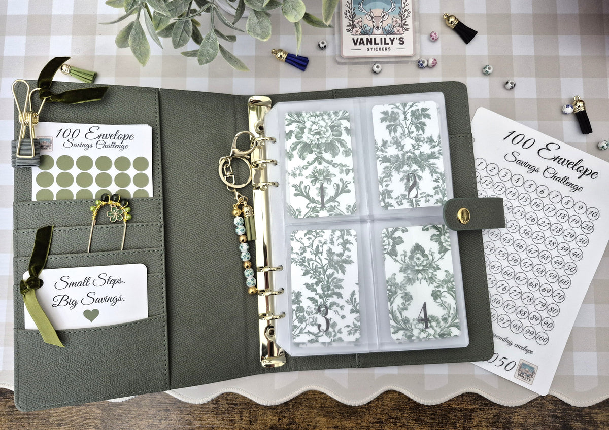Reusable 100 Envelope Savings Challenge Binder – A5 Luxury Edition