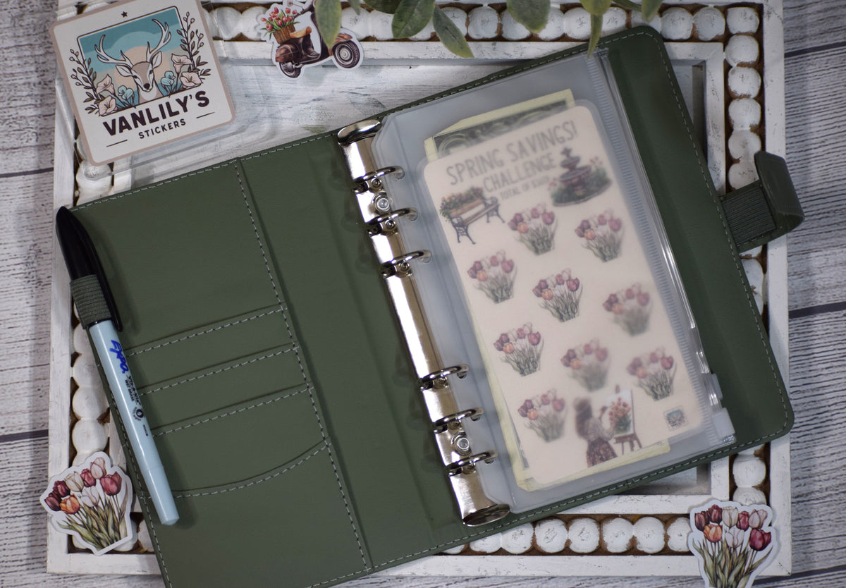 Spring Savings Challenge | A6 Laminated Budget Binder Insert | Cash Envelope Budgeting |Tulip Bouquet Savings Tracker