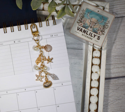 Coastal White Seashell Planner Charm | Binder Charm | Travelers Notebook Charm | Dangle Charm | Purse, Bag Charm
