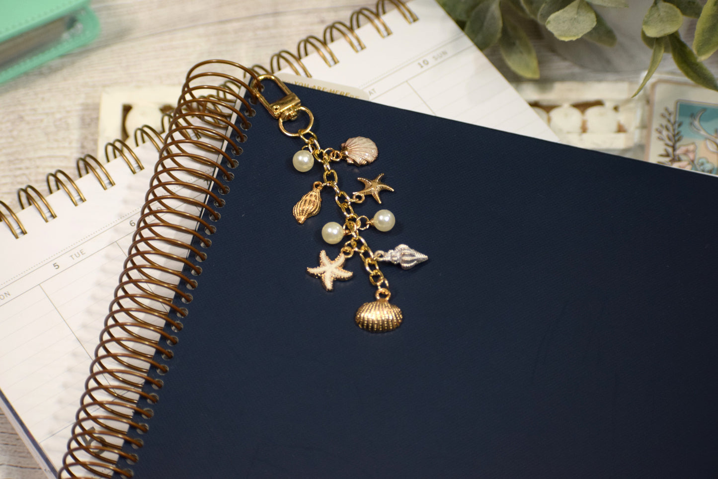 Coastal White Seashell Planner Charm | Binder Charm | Travelers Notebook Charm | Dangle Charm | Purse, Bag Charm